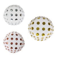 Capsule per cupcake bianche con pois metallici - PME - 30 pz.