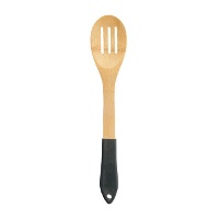 Cucchiaio forato in bambù con manico in silicone