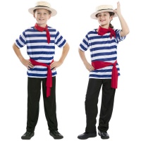 Costume da gondoliere a strisce blu per bambini