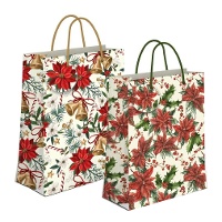 Borsa regalo di 32 x 26 x 10 cm con fiore di Natale - 1 unità