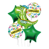 Bouquet di palloncini raper Dinosaur - 5 pezzi