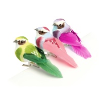 Set di uccelli medi decorati con clip - 3 pezzi.