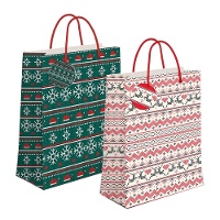 Borsa regalo bianca natalizia di 32 x 26 x 10 cm - 1 unità