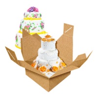 Scatola per torte con manico e altezza speciale colore kraft 32 x 32 x 33 cm - Pastkolor