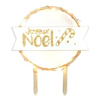 Cake topper in legno con luci LED di Joyeux Noel - scrapcooking