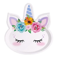Piatti unicorno iridescenti 20 x 22 cm - 6 pz.