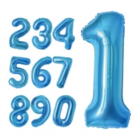 Pallone numerico blu metallizzato 1 m