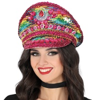 Cappello da poliziotto rosa con strass e paillettes
