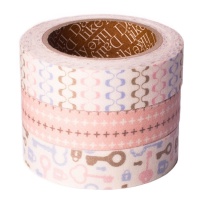 Nastri adesivi in cotone rosa e blu 3 m - 3 unità