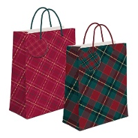 Sacchetto regalo con motivo tartan natalizio 32 x 26 x 10 cm - 1 pezzo