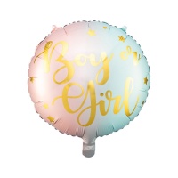 Palloncino tondo colorato Ragazzo o Ragazza ? 43 cm - Partydeco