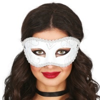 Maschera veneziana bianca con glitter
