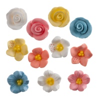 Decorazioni di zucchero fiori e rose assortiti da 2 cm - Dekora - 128 unità