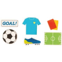 Decorazioni di zucchero 2D per cupcake a tema calcio - 12 pezzi