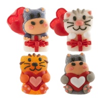 Decorazione in gelatina 3D Animali di San Valentino - 24 unità