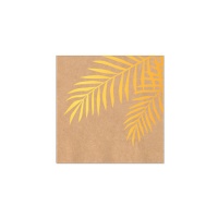 Tovaglioli con foglie dorate da 12,5 x 12,5 cm - Maxi Products - 20 unità