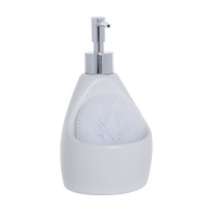 Dispenser sapone bianco con spugna da 10,5 x 9,5 x 17,5 cm - DCasa