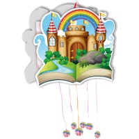 Pignatta del castello con arcobaleno sul libro