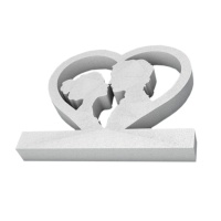 Figura polistirolo bacio sposa e sposo cornice cuore 25 x 30 cm