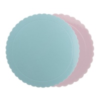 Base per torta rotonda 30 x 30 x 0,3 cm blu e rosa - Dekora