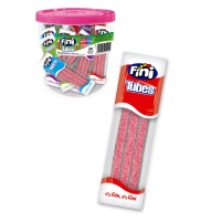Liquirizia rossa alla fragola ripiena con zucchero frizzy - confezione singola - Fini Tubes - 50 unità