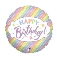Palloncino arcobaleno olografico Happy Birthday da 22 cm - 10 unità - Grabo