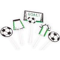 Topper per torta di Calcio con palloni e porta - 5 pezzi