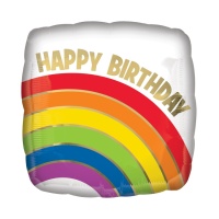 Palloncino Arcobaleno di Buon Compleanno quadrato di 43 cm - Anagramma