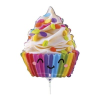 Palloncini mini a forma di cupcake sorridente 20 x 25 cm - Grabo - 10 pezzi