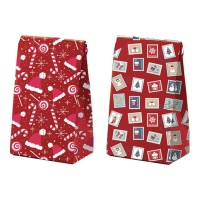 Busta regalo di 32 x 26 x 10 cm con stampe natalizie - 4 pezzi