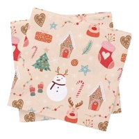 Tovaglioli natalizi Cute di 16,5 x 16,5 cm - 20 pezzi