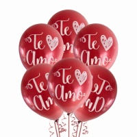 Palloncini Te Amo in lattice rosso metallizzato da 30 cm - Globos Payaso - 25 unità