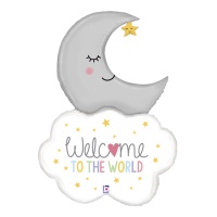 Palloncino Welcome Baby Luna e Nuvola da 107 cm - Grabo