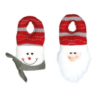Pomello di Babbo Natale e pupazzo di neve assortiti 23 cm