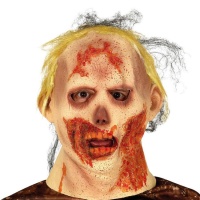 Maschera da zombie con capelli e sangue
