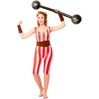 Costume da forzuto rosso e bianco per donna