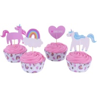 Capsule per cupcake con picking per unicorni - 24 pz.