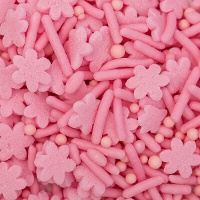 Sprinkles rosa chiaro a fiori, bastoncini e palline 76 g - PME