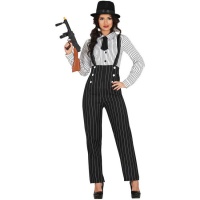 Costume da gangster in bianco e nero per donna