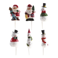 Picks Babbo Natale e pupazzi di neve 4,5 cm - Dekora - 48 unità