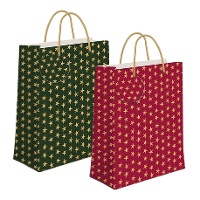 Borsa regalo di 23 x 18 x 10 cm con stelle natalizie - 1 unità
