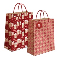 Borsa regalo 45 x 33 x 10 cm in carta kraft con design invernale - 1 unità