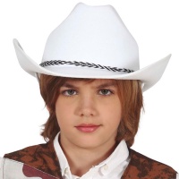 Cappello da cowboy bianco per bambini - 54 cm