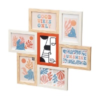 Cornice portafoto multicolore con decorazione in metallo per 6 foto 10 x 15 cm