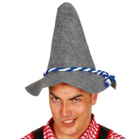 Cappello grigio tirolese con corda bianca e blu