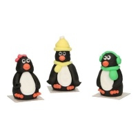 Decorazioni di zucchero pinguini 3D - FunCakes - 3 unità