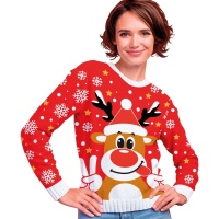 Maglione natalizio con renna per donna