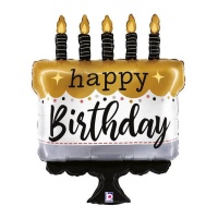Palloncino Happy Birthday Cake con candele 56 x 71 cm - Grabo