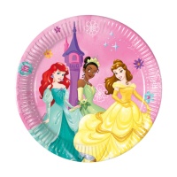 Piatti Disney Princess Tiana, Ariel e Belle 19,5 cm - 8 pezzi.