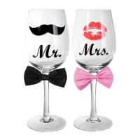 Bicchieri da vino in cristallo Mr & Mrs - 2 unità